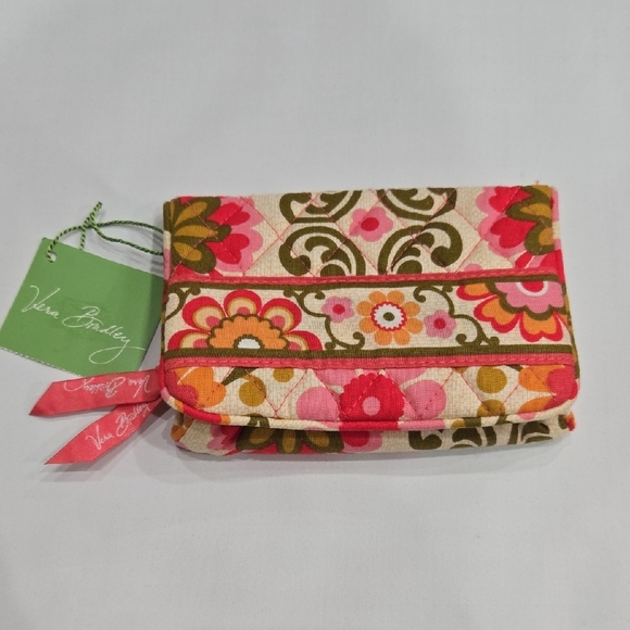 Vera Bradley One For the Money Folkloric Wallet Floral Change Pouch Key Ring Zip - Picture 1 of 12